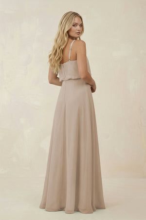 V - Neck Blouson A - Line Chiffon Bridesmaid Dress in Frost - SHE IS ME Bridesmaid Dresses