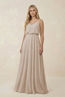 V - Neck Blouson A - Line Chiffon Bridesmaid Dress in Frost - SHE IS ME Bridesmaid Dresses