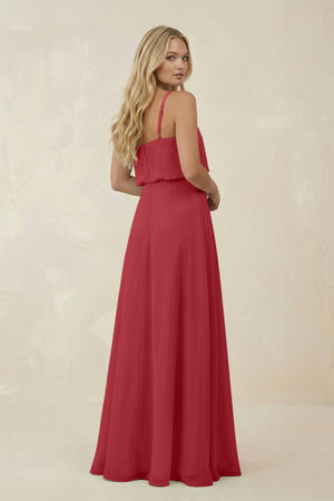 V - Neck Blouson A - Line Chiffon Bridesmaid Dress in Merlot - SHE IS ME Bridesmaid Dresses