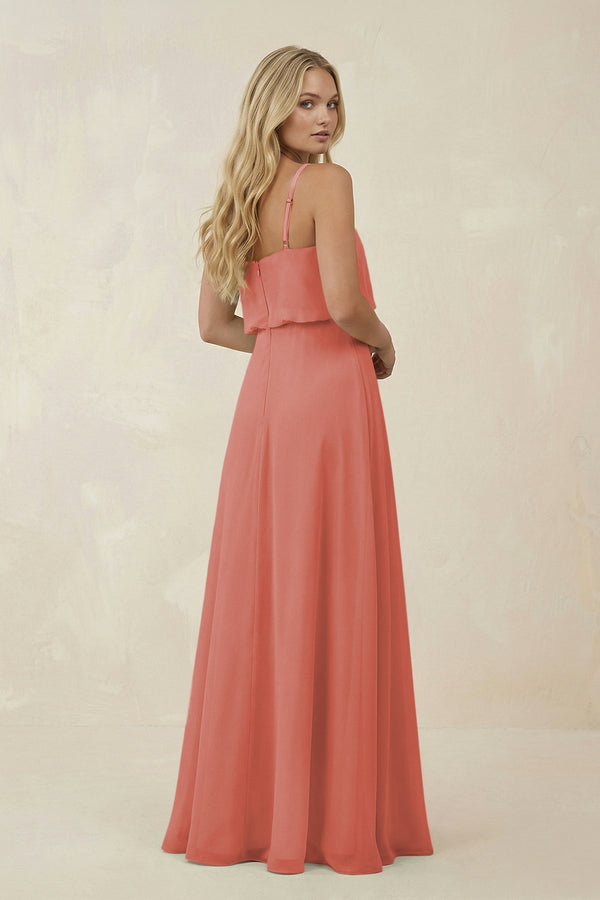 V - Neck Blouson A - Line Chiffon Bridesmaid Dress in Mulberry - SHE IS ME Bridesmaid Dresses