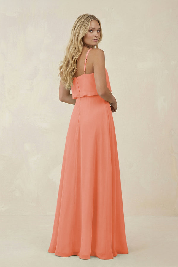 V - Neck Blouson A - Line Chiffon Bridesmaid Dress in Rosette - SHE IS ME Bridesmaid Dresses
