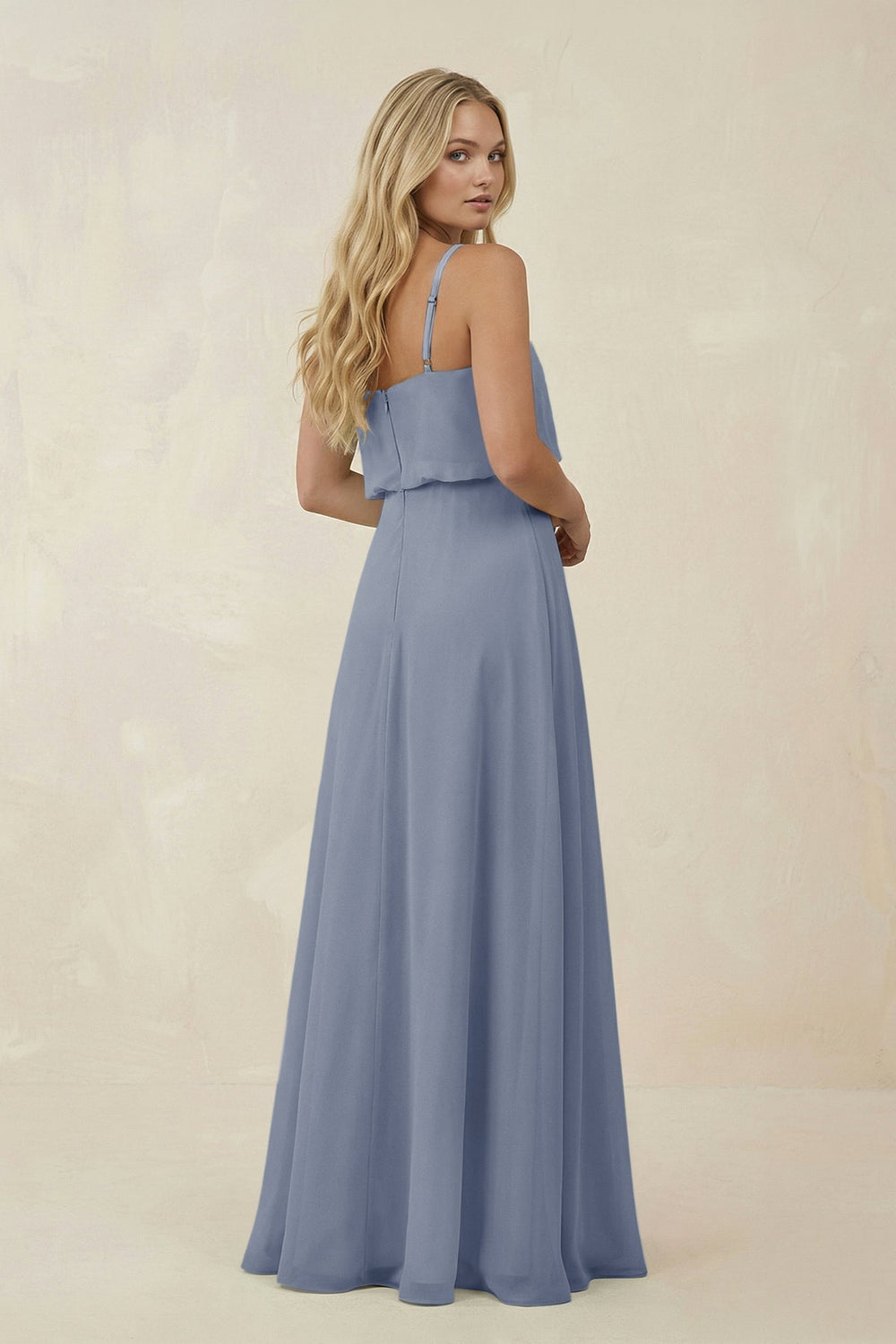 V - Neck Blouson A - Line Chiffon Bridesmaid Dress in Twilight - SHE IS ME Bridesmaid Dresses