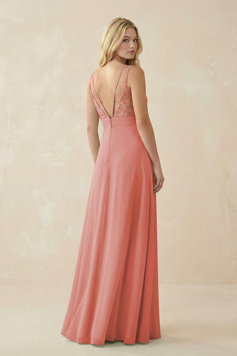 V - Neck Ruched Chiffon Bridesmaid Dress with Slit in Mulberry - SHE IS ME Bridesmaid Dresses