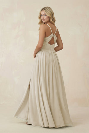 V - Neck Spaghetti Strap A - Line Chiffon Bridesmaid Dress in Dove Gray - SHE IS ME Bridesmaid Dresses