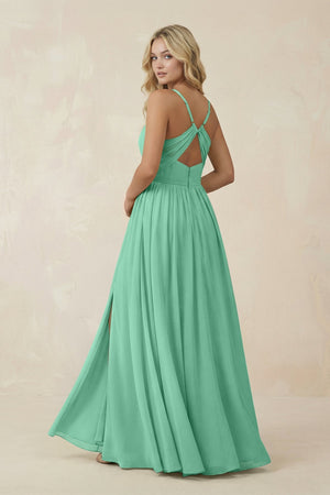 V - Neck Spaghetti Strap A - Line Chiffon Bridesmaid Dress in Turquoise - SHE IS ME Bridesmaid Dresses
