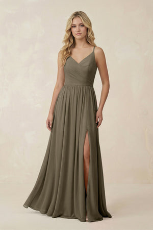 V - Neck Spaghetti Strap A - Line Chiffon Bridesmaid Dress in Willow Green - SHE IS ME Bridesmaid Dresses